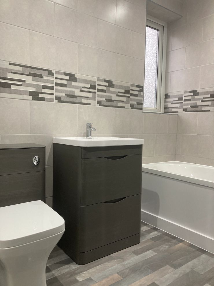 Completed bathroom renovation with walk-in shower in Greater Manchester
