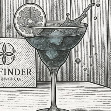 Illustration of a cocktail with a lemon slice.