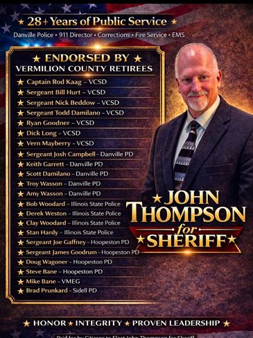 John Thompson endorsed by Vermilion County retirees for Sheriff.