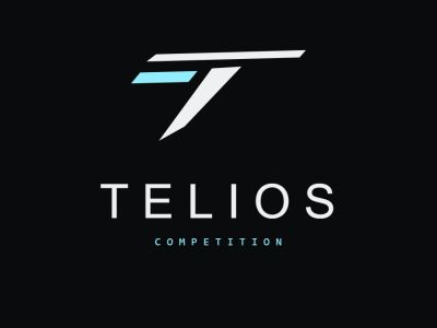 Logo for Telios Competition with a sleek, modern design in white and blue.