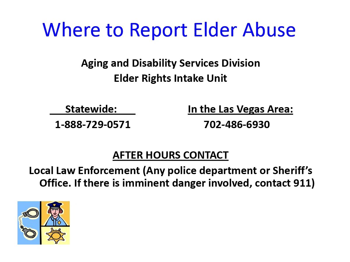 Where to report elder abuse. Aging and Disability Services Division Elder Rights Intake Unit.
