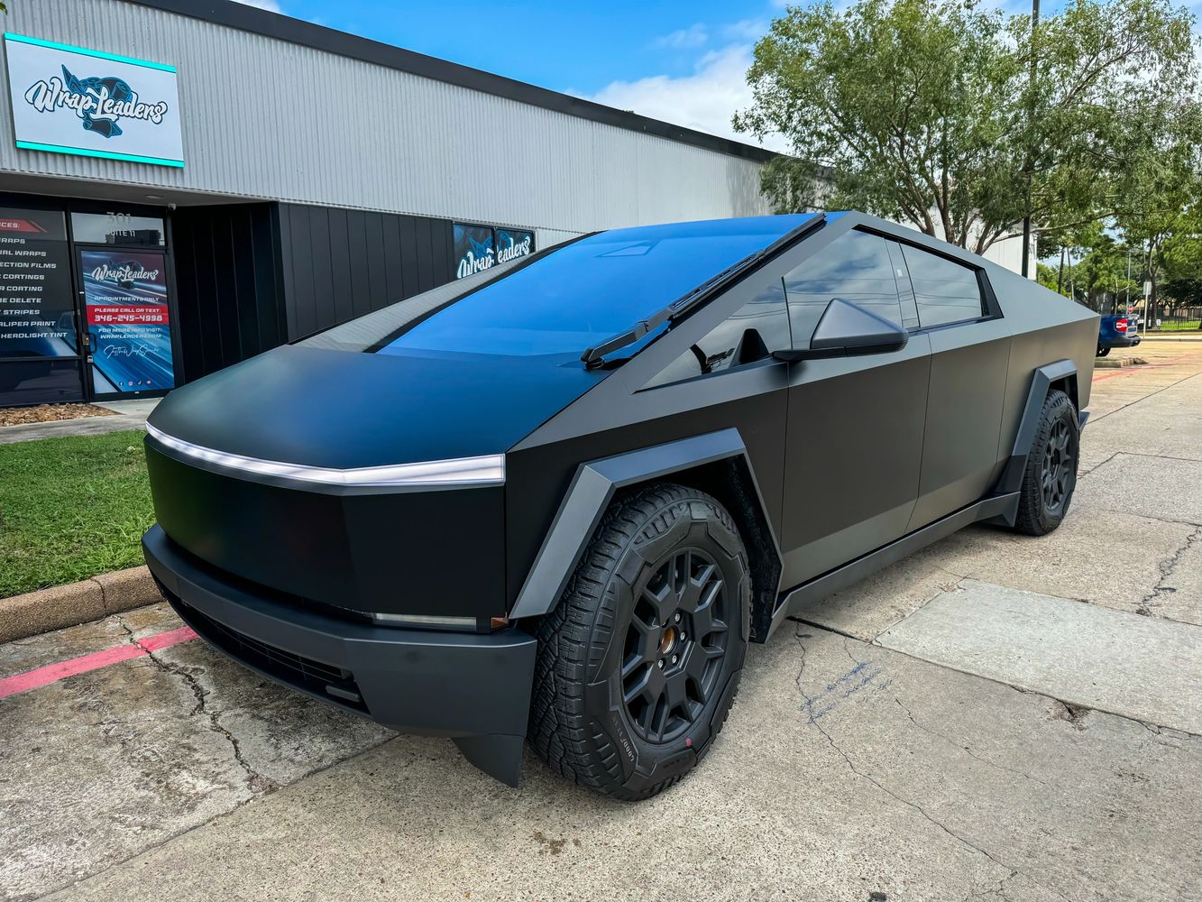 car wrap near me cybertruck ppf wrap matte black colored ppf