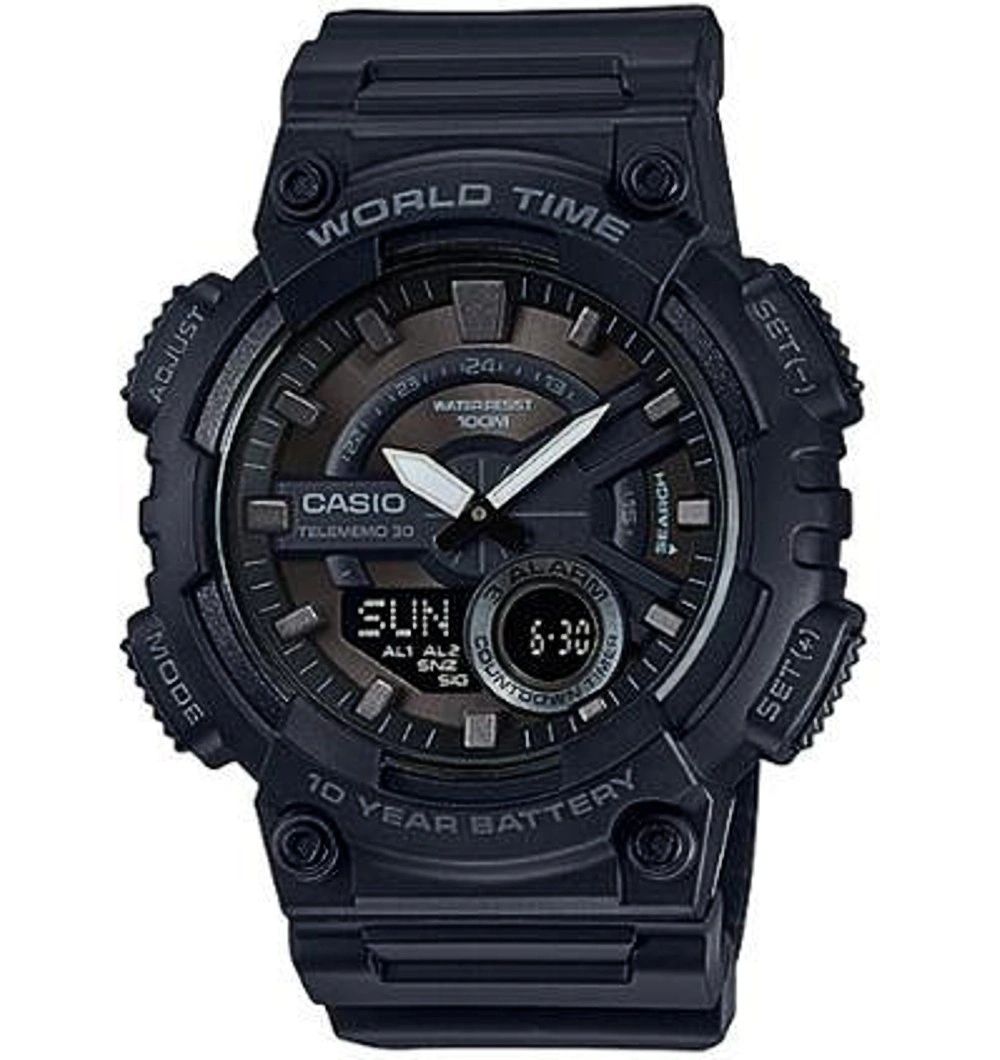 Casio Telememo 30 - 30 Character Data Bank Storage, Resin Sport Watch,  AEQ-110W (Color: Black)