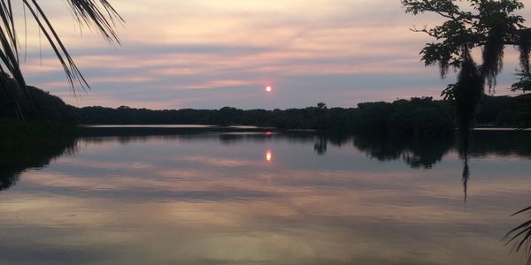 Sunset sitting by the lake at the Hanna Park Campground