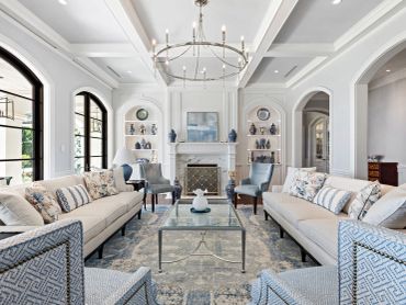 Stylish living room with neutral tones and elegant décor.