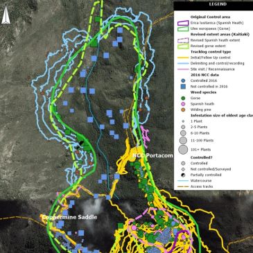 Map with vegetation tracking and control areas.