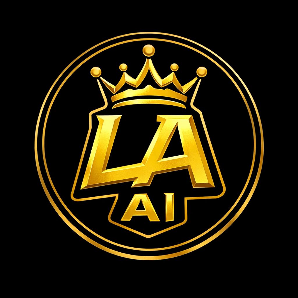 Gold emblem with crown and "LA AI" 
