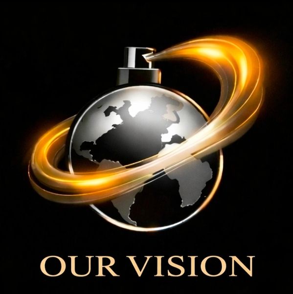 A globe encircled by a glowing ring with 'OUR VISION' text below.