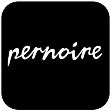 White handwritten text 'pernoire' on black background.