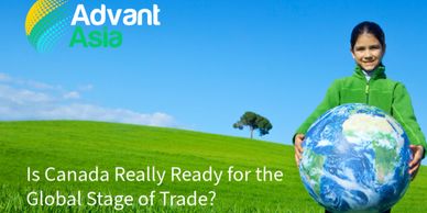 Young girl holding a globe on a green field with trade readiness question.