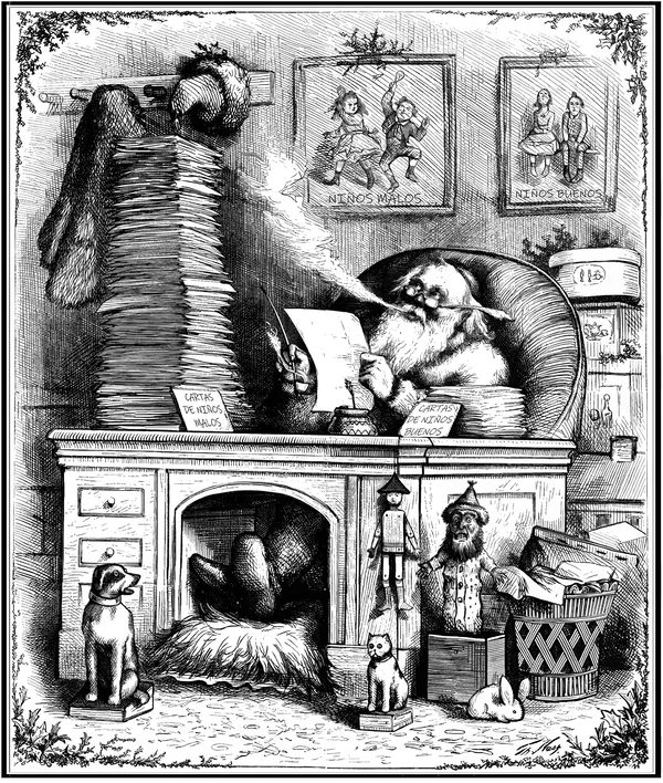 "El correo de Santa Claus". Ilustración de Thomas Nast.