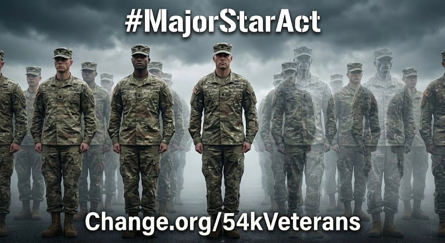 Soldiers standing united with a call to support veterans on Change.org.