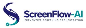 Logo for ScreenFlow-AI, a preventive screening orchestration service.
