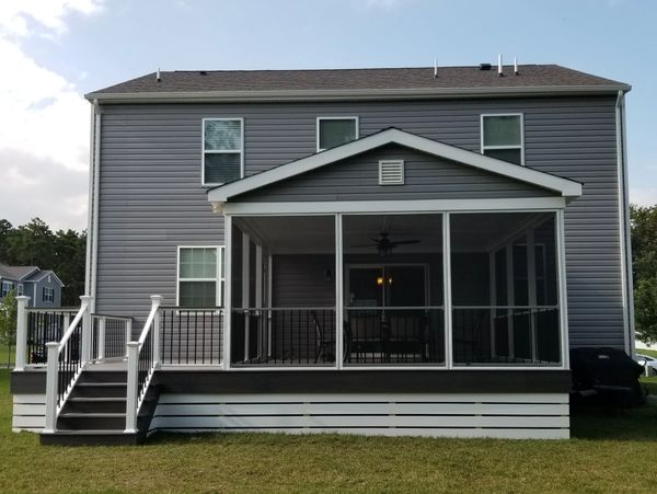 Full PVC deck with a 16'by 16' screen porch