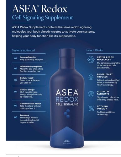 ASEA Redox Cell Signaling Supplement contains the same redox molecules that your body produces