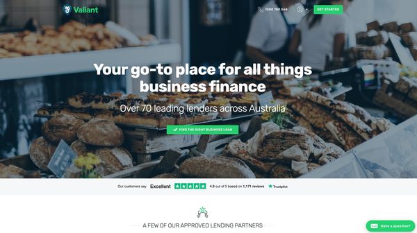A website header for a business finance firm.