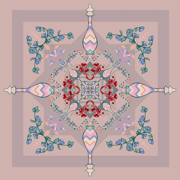 pattern using a traditional perfume receptacle on a beige background  