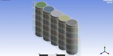 3D simulation model of cylindrical tanks in a row.