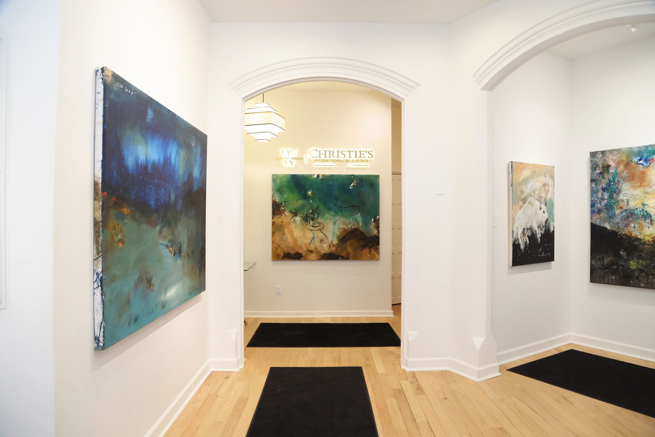 Wright Group Gallery interior with large abstract paintings at 46 Church Street, Montclair