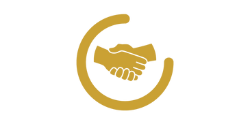 Golden handshake icon symbolizing agreement or deal.