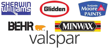 Valspar, Behr, Sherwin Williams, Benjamin Morre, Glidden, Minwax, Home Depot, Lowes