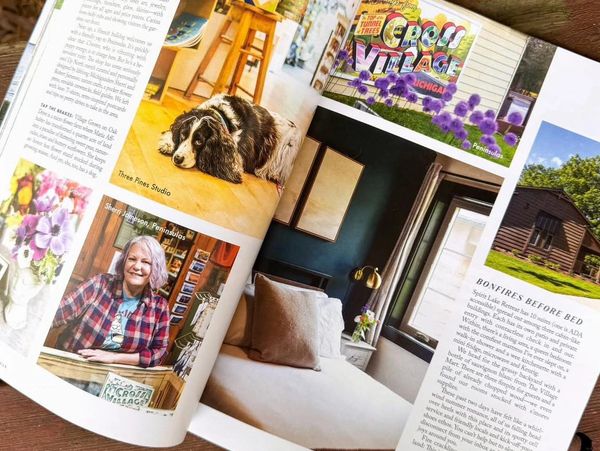 Traverse Magazine feature highlighting Spirit Lake Retreat and small businesses in Cross Village Michigan near the Tunnel of Trees.