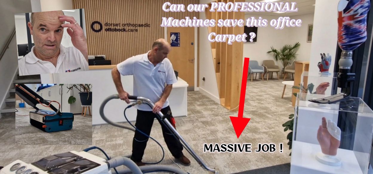 Watch as we tackle a heavily soiled office carpet using industrial-grade cleaning machines.