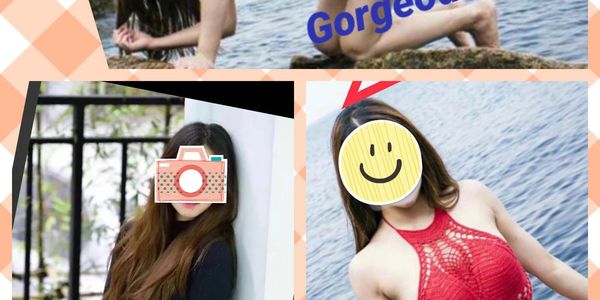 Collage of women posing by water and outdoors with emojis covering faces.