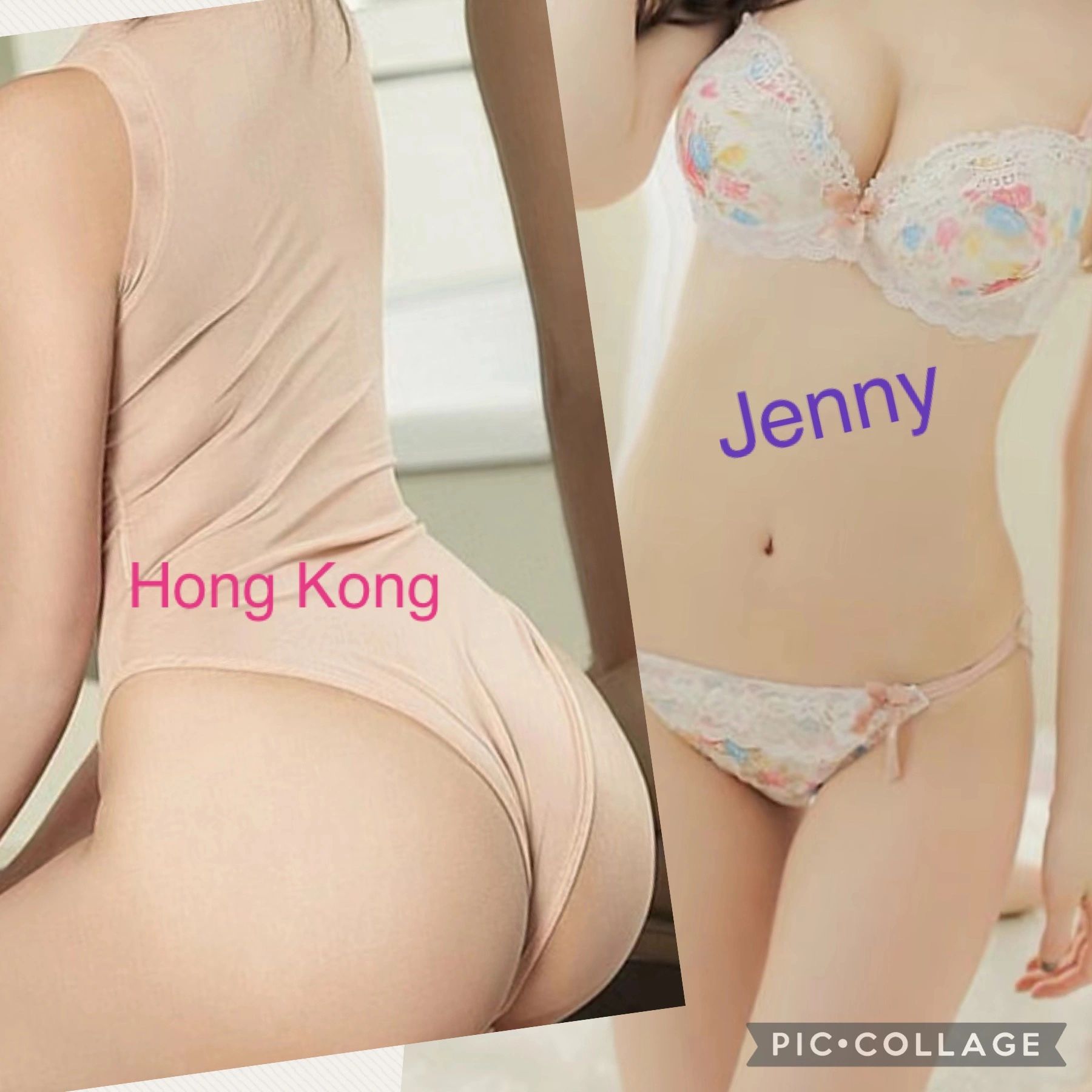 Two women in lingerie with names 'Hong Kong' and 'Jenny' labeled on the image.