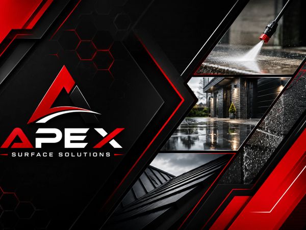 Apex Surface Solutions logo with images of pressure washing and clean surfaces.