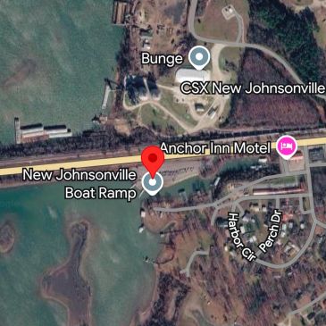 Map pinpointing New Johnsonville Boat Ramp and nearby locations.