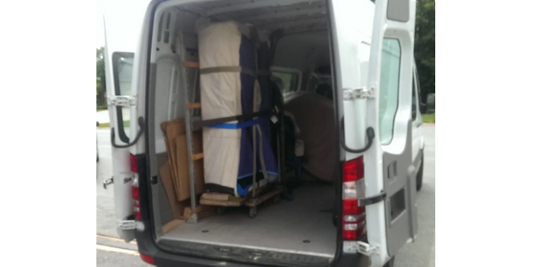 Grand Piano Secured in Piano Moving Van