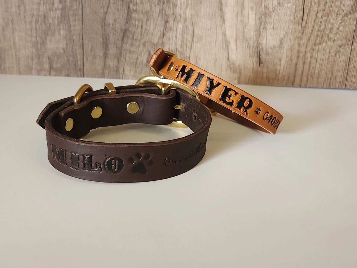 Leather engraved sales dog collars