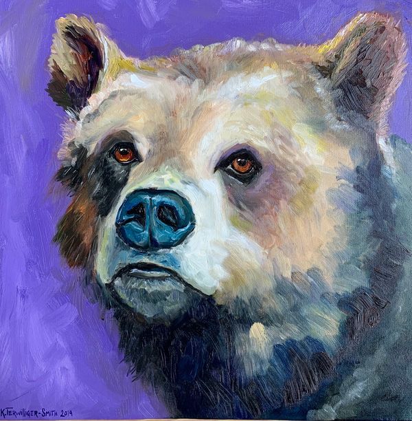 Grizzly Bear with Purple Background