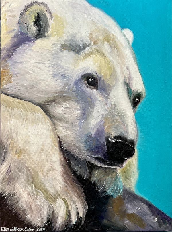 Polar Bear with Turquoise Background