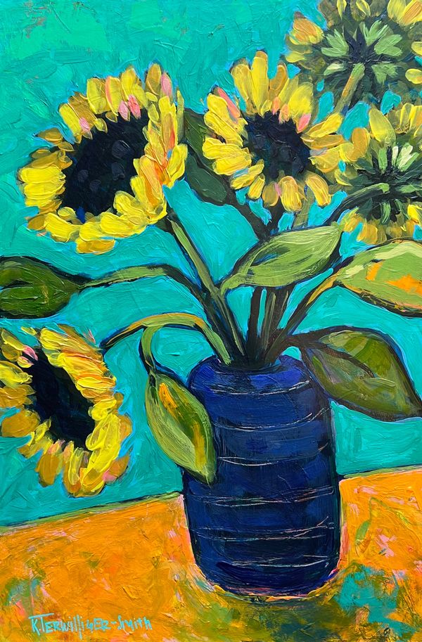 Sunflowers in Blue Vase
Acrylic on Panel 12"x18"
$375