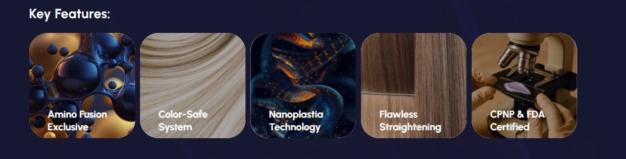 Key features of a hair treatment system.
