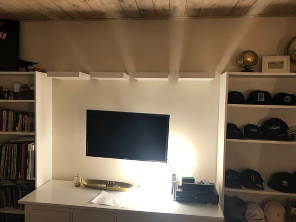 TV and Shelves Hung