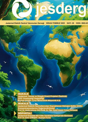 Cover of a magazine focused on geothermal and renewable energy projects with a world map illustration.