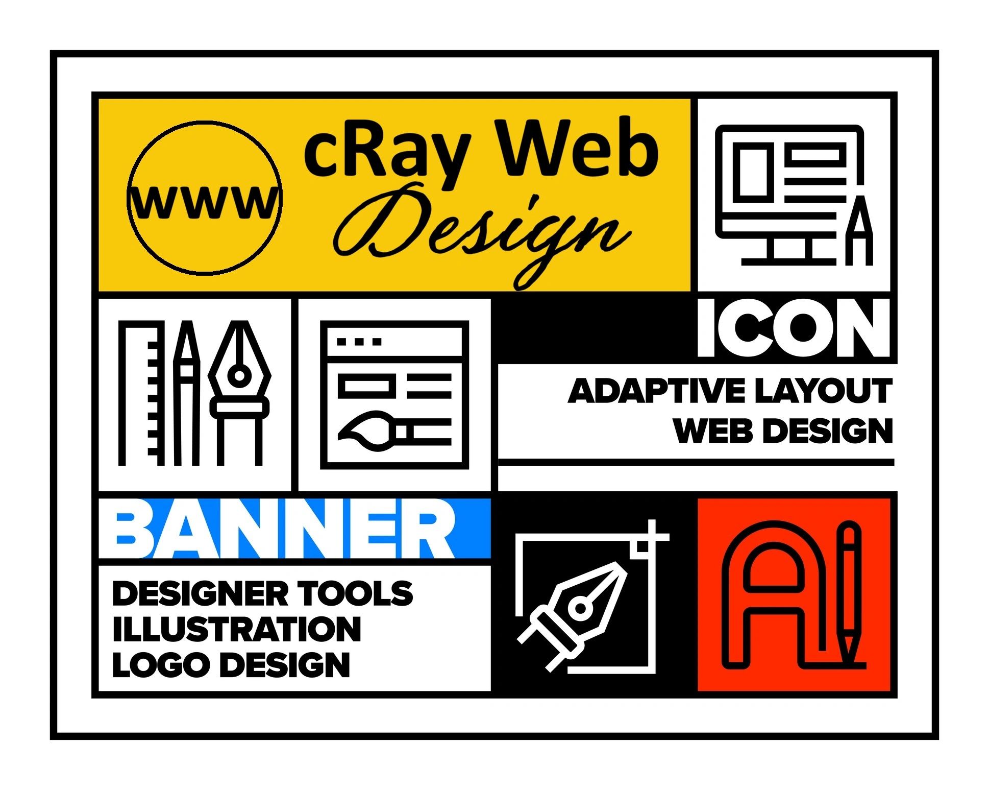 Web design and designer tools graphic illustration.