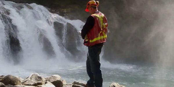 Environmental monitoring by a waterfall