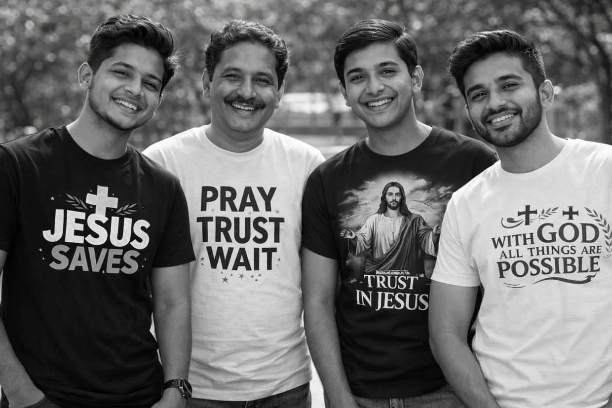 Christian T shirts for men, custom Christian T shirts men India, Bible verse T shirts men, Catholic 