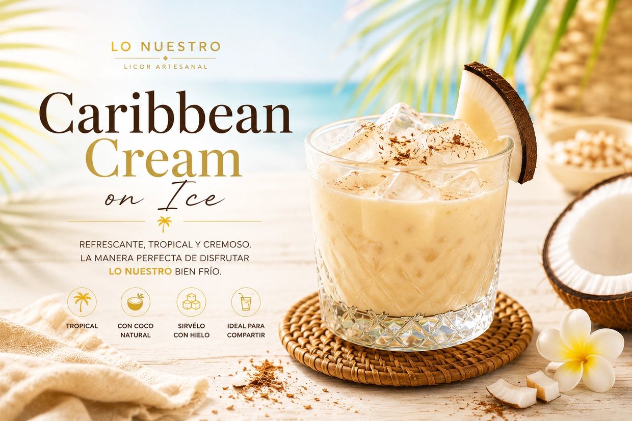 Erfrischendes tropisches Cream-on-Ice Getränk mit Kokosnuss.