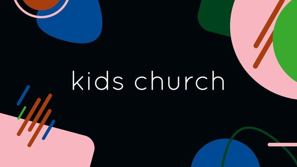 Kids church logo image with colorful blocks and shapes