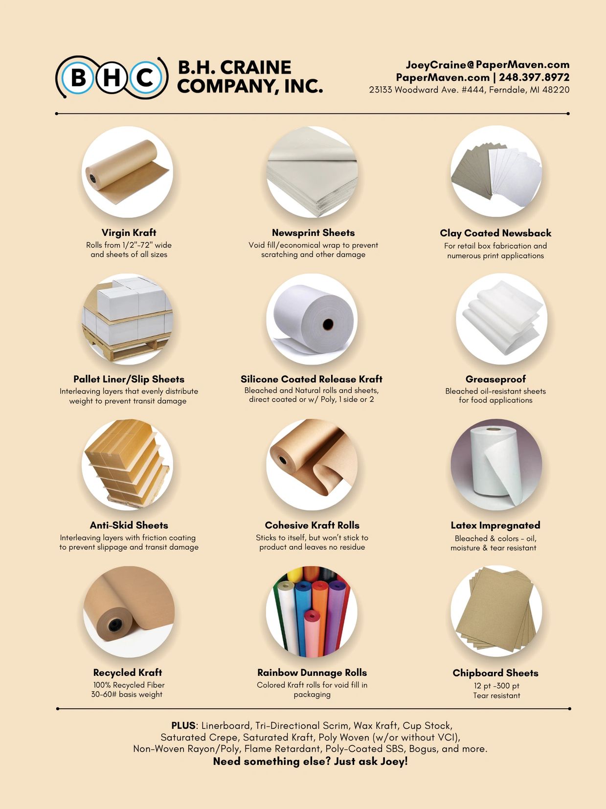 Packaging and kraft paper products from B.H. Craine Company, Inc.