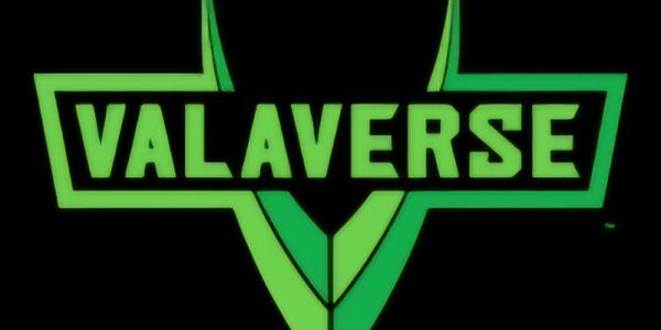 Green Valaverse logo on a black background.