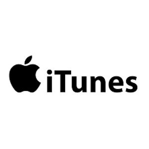 Apple iTunes logo in black and white.
