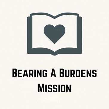 Icon of a book with a heart and the text 'Bearing A Burdens Mission'.