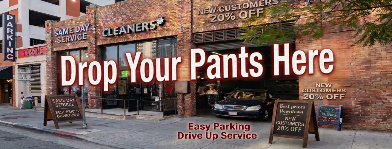 Laundry service with drive-up drop-off and same-day cleaning.