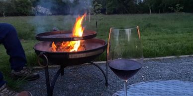 Evening fire pit action at Rutland Rural Retreats glamping pods